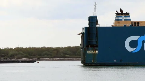 Large cargo ship passing out of shot Stock Footage 46072632