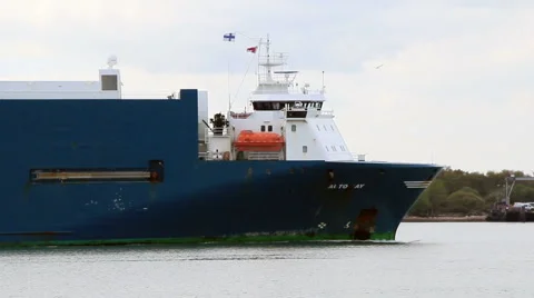 Large cargo ship passing time lapse Stock Footage 46072630