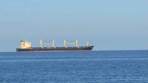 Large cargo ship sailing from Black Sea. 4K Raw processed Stock-Footage 89581206