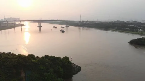 Large cargo ships in China Stock Footage 114124538
