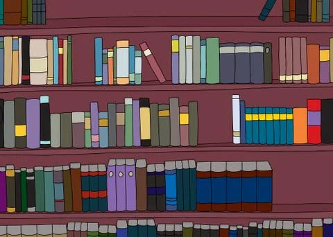 Large Cartoon Bookshelf Stock Illustration