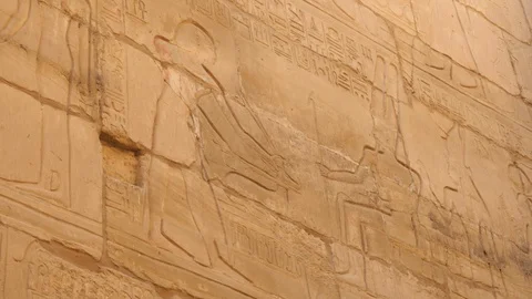 Large Carved Image of The Pharaoh Amun-Ra Stock Footage 128144804