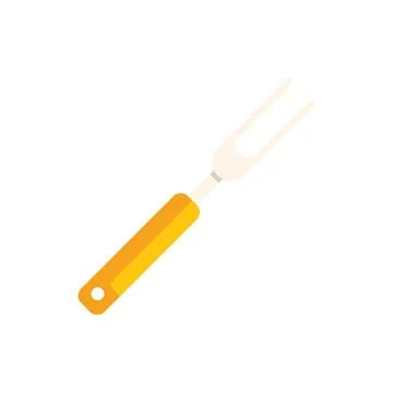 Large carving fork with two prongs and orange handle on white background Stock Illustration
