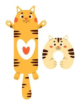 Large cat plush toy and neck pillow. Soft large anti-stress cuddly oversize.. Stock Illustration