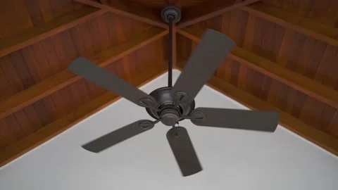 The large ceiling fan is spinning slowly. Stock Footage 146652128