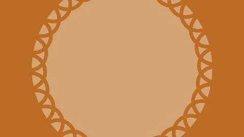 A large central beige circle is bordered by a repeating brown circular patter Stock Illustration