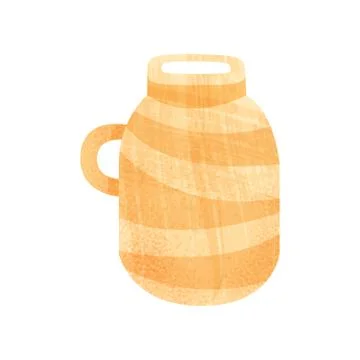 Large ceramic pot with narrow neck and one handle. Big orange vessel for storage Illustration
