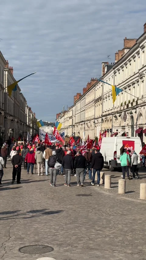 Large CGT Protest During National Strike. Orleans, France, April 3, 2025 Stock Footage 305756189