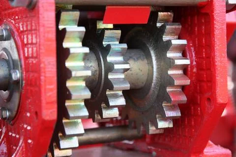 A large chain drive on a seed separator machine. A large chain drive on a ... Stock Photos