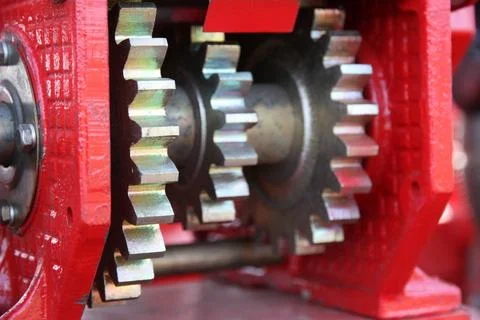 A large chain drive on a seed separator machine. A large chain drive on a ... Stock Photos