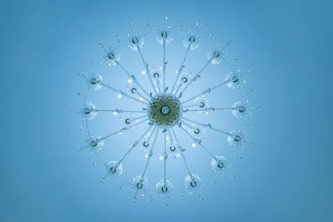 Large chandelier on the ceiling view from below. Stock Photos