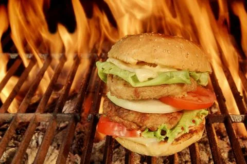 Large cheeseburger Stock Photos