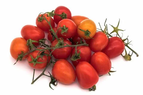 Large cherry tomatoes isolated on a white background Foto stock