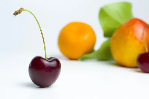 A large cherry on a white background Stock Photos