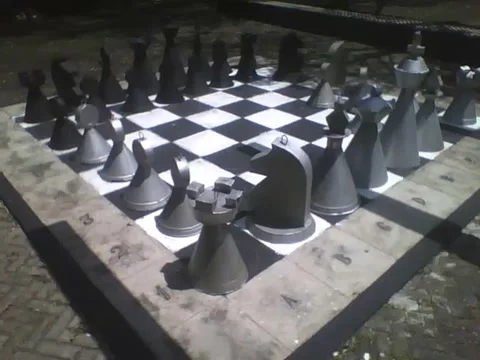 A large chess table in the science museum, filmed diagonally Stock Footage 162283612
