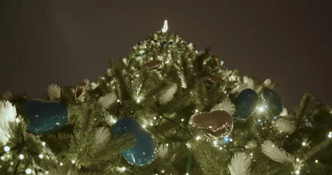 A large Christmas tree is decorated Stock Footage 261403488