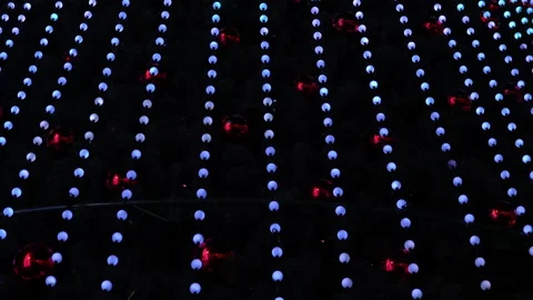 A large Christmas tree is decorated with smart bulbs. Close-up video of Stock Footage 145415501