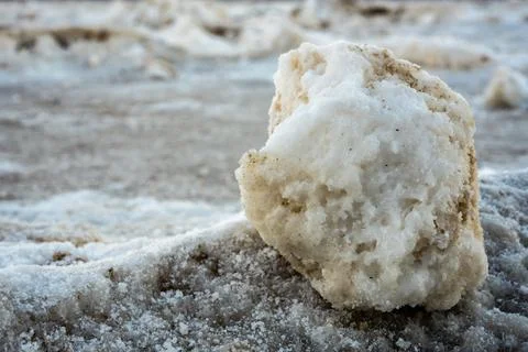 Large Chunk of Salt On Salt Flat Stockfoto's