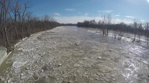 Large Chunks of Ice Flowing Down River Video stock 48908852