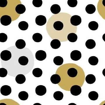 Large circles pattern with black hand drawn ink texture, seamless fabric design Illustrazione stock