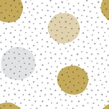Large circles pattern with black hand drawn ink texture, seamless fabric design イラスト素材