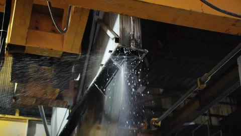 A large circular saw in a production facility cuts stoneware stoneware for thin Video stock 246294911