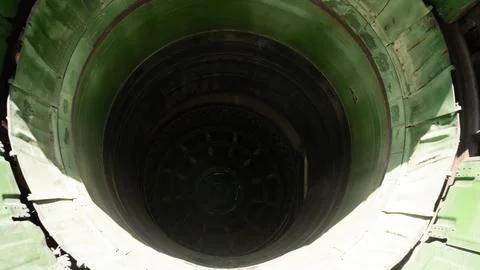 Large Circular Structure With Green Interior From a Vintage Soviet Facility Stock Photos