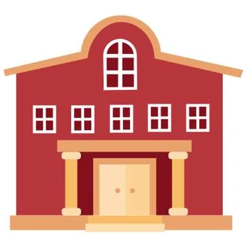 Large city building old with a history in red on a white background, vector Ilustración de archivo