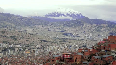 Large City With Dense Buildings On A Mountain Slopes Panoramic View (La Paz) Stock Footage 171655973