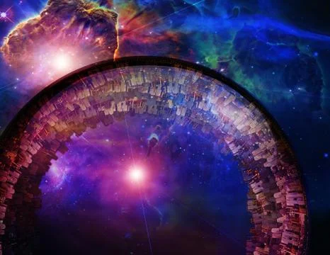 Large city ship in deep space Stock Illustration