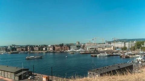 Large Classic Ship docking in Oslo Norway Time Lapse Stock Footage 94411265