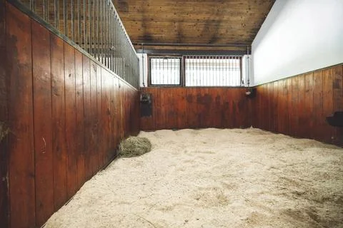 Large clean empty horse stable at the ranch Stock Photos