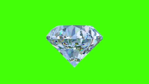 Large clear diamond rotating green screen 4K video. 3d illustration Stock Footage 224233652