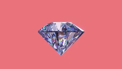 Large clear diamond rotating green screen 4K video. 3d illustration Stock Footage 224233793