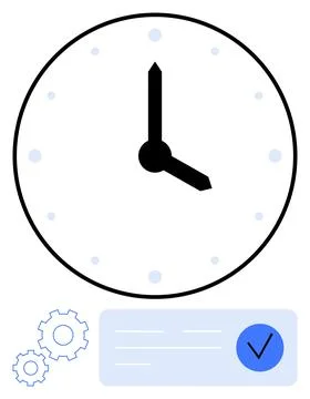 Large clock with black minute and hour hands surrounded by light blue minute Stock Illustration