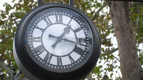 Large clock installed on the street Stock Footage 253828256