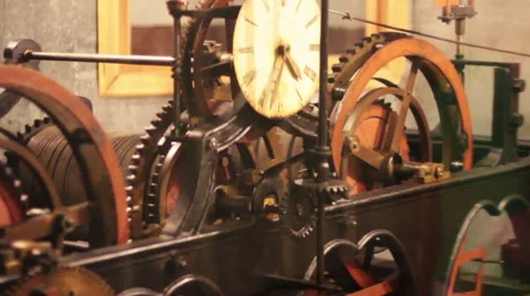 Large Clock Mechanism Stock Footage 52208541