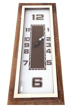 A large clock mounted on a white wall Stock Photos
