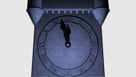The large clock tower strikes midnight, and particles burst forth Stock Footage 340240763