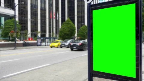 Large Close Up Bus Stop Billboard Advertising Blank Poster Ad Board Video stock 84083562