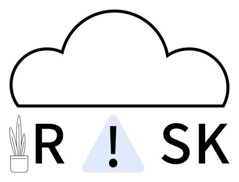 Large cloud with an exclamation point in a triangle emphasizing risk within t Stock Illustration