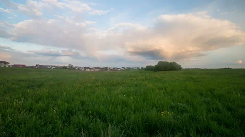 A large cloud of interesting shape, outside the city Stock Footage 63225733