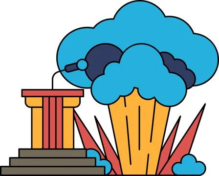 A large cloud of smoke is blowing through the air Stock Illustration