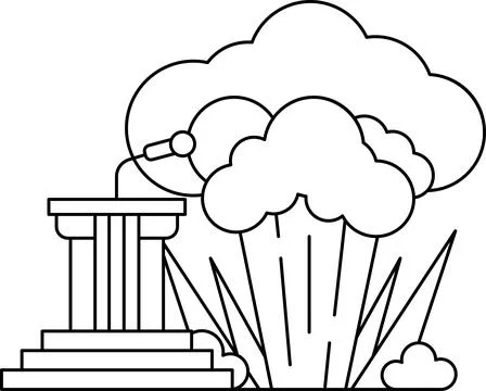 A large cloud of smoke is blowing through the air Stock Illustration