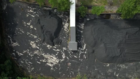 Large coal storage area at a thermal power plant for electricity 스톡 동영상 347802359