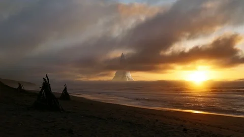 Large Coastal Pyramid Stock Footage 124611909