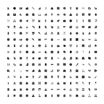 Large collection black glyph web design icons 스톡 일러스트