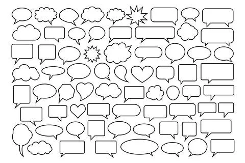 A large collection of blank speech bubbles, thought clouds, and talk balloo.. Stock Illustration