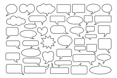 A large collection of blank speech bubbles, thought clouds, and talk balloo.. Stock Illustration