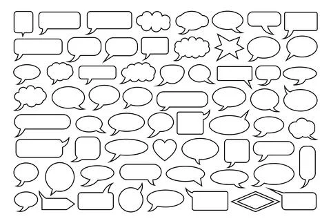 A large collection of blank speech bubbles, thought clouds, and talk balloo.. Stock Illustration